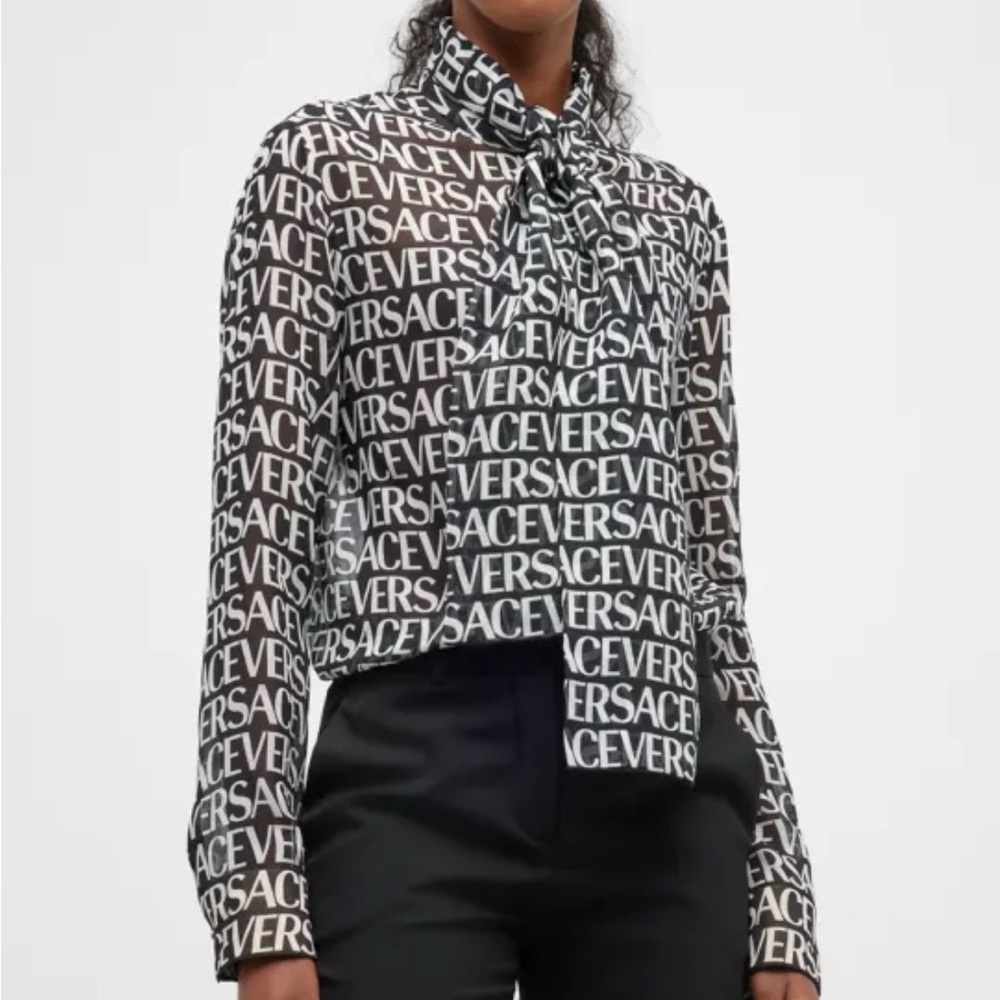 Versace Monochrome Logo Blouse